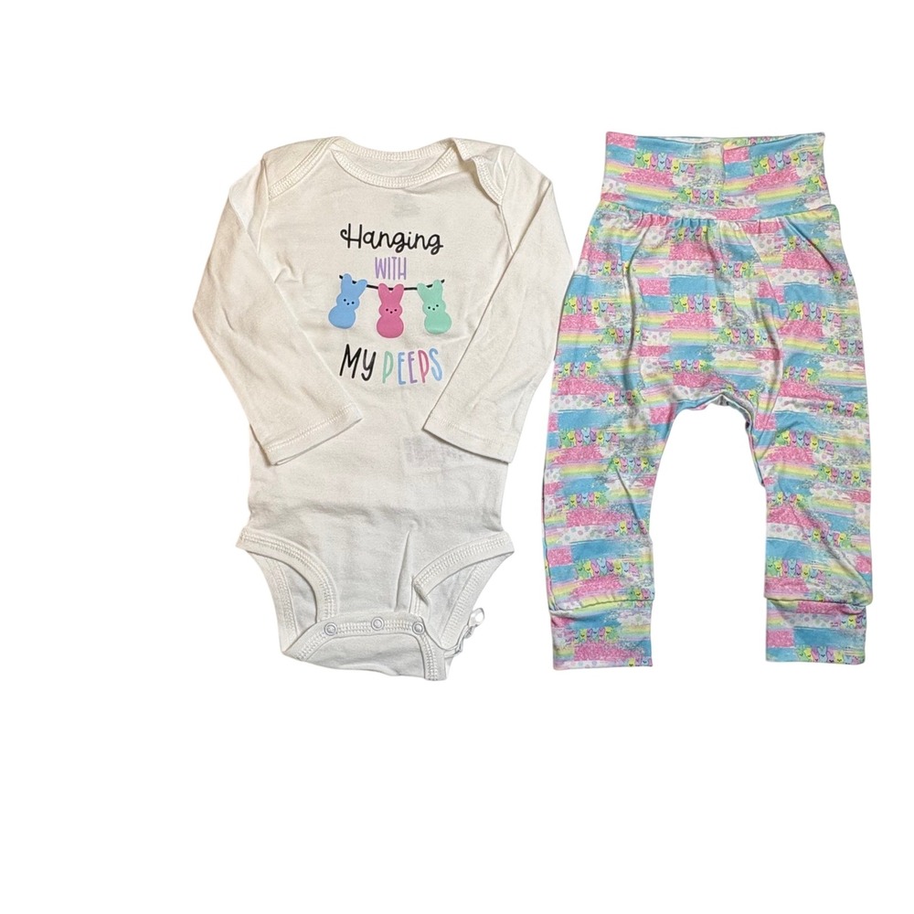 Handsewn Peeps Easter Outfit Set‎ Long Sleeve 6-9 Months Hanging with my Peeps